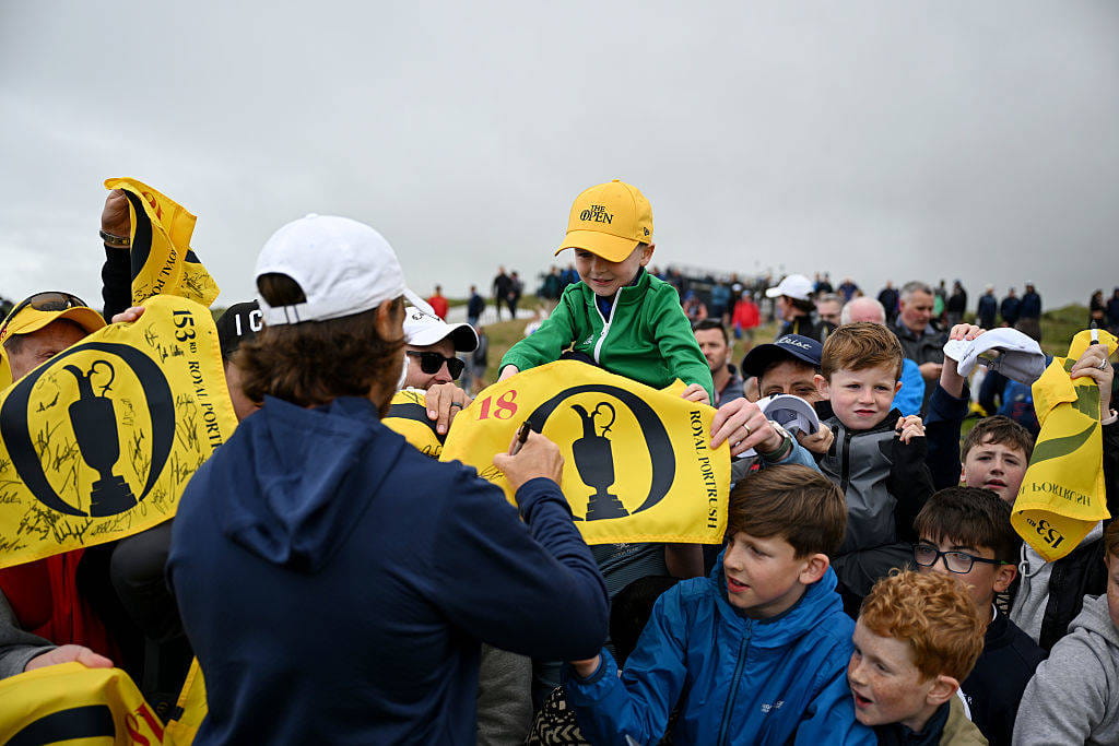 Tommy Fleetwood signs autographs at The 153rd Open